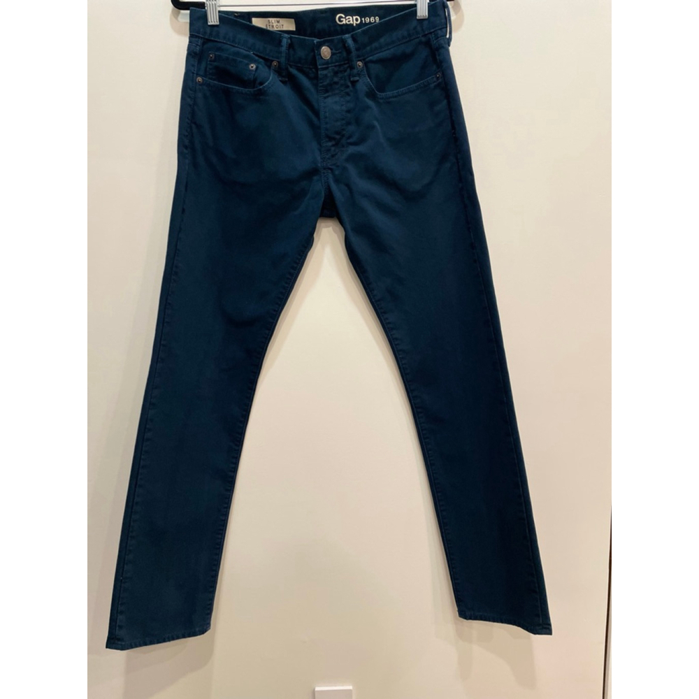 Gap 1969 Mens Slim Straight Fit Navy Chino Pants 30x32 Smart Casual Office Prep